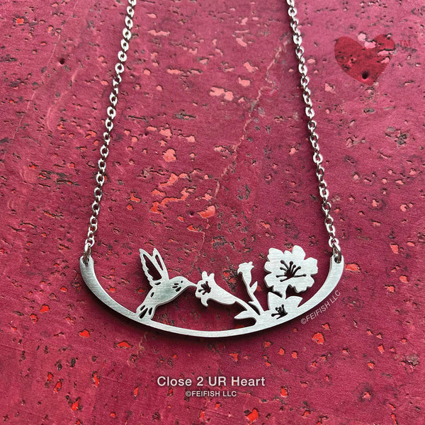 Close 2 UR Heart Stainless Steel Necklace - Hummingbird-Close 2 UR Heart-Little Giant Kidz