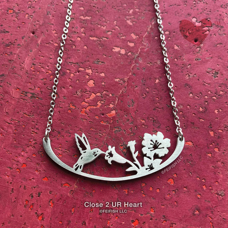 Close 2 UR Heart Stainless Steel Necklace - Hummingbird-Close 2 UR Heart-Little Giant Kidz