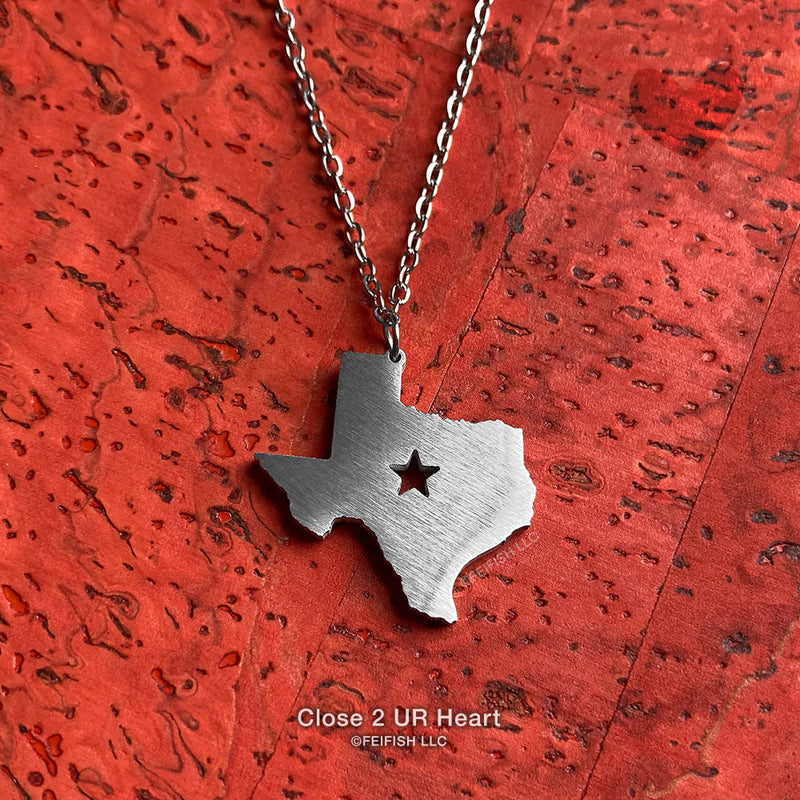 Close 2 UR Heart Stainless Steel Necklace - Texas State Map-Close 2 UR Heart-Little Giant Kidz