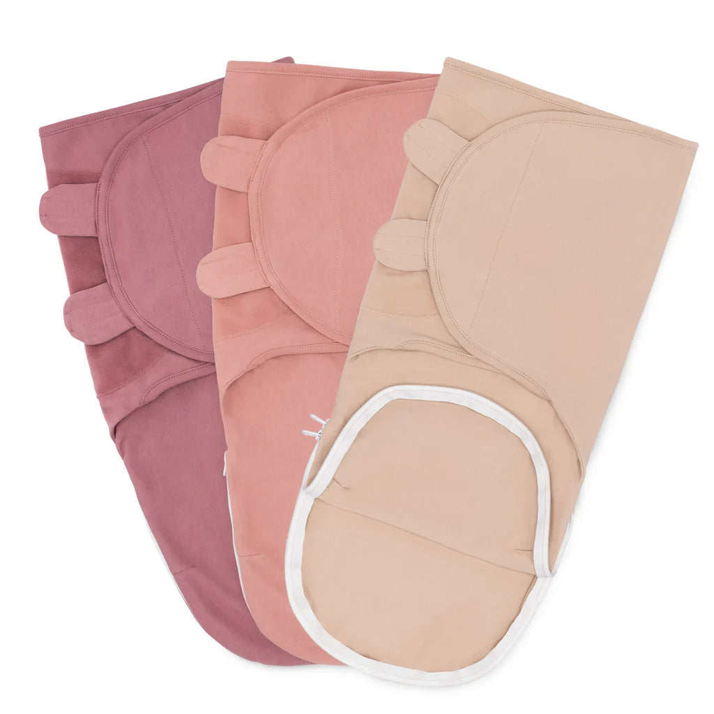 Comfy Cubs Easy Swaddle Blankets with Zipper - Light Blush, Blush, Mauve (Pack of 3)-COMFY CUBS-Little Giant Kidz