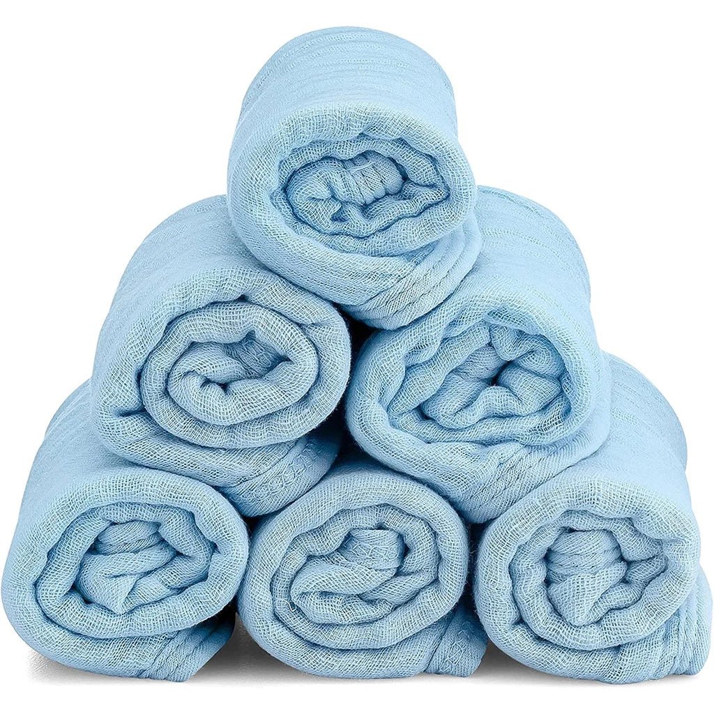 Comfy Cubs Muslin Burp Cloths - Sky Blue (Pack of 6)-COMFY CUBS-Little Giant Kidz