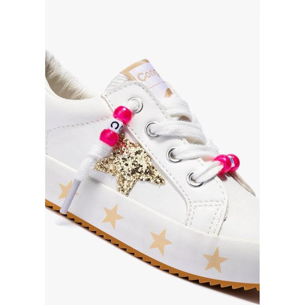Conguitos White/Gold Star Glitter Sneakers-Conguitos-Little Giant Kidz