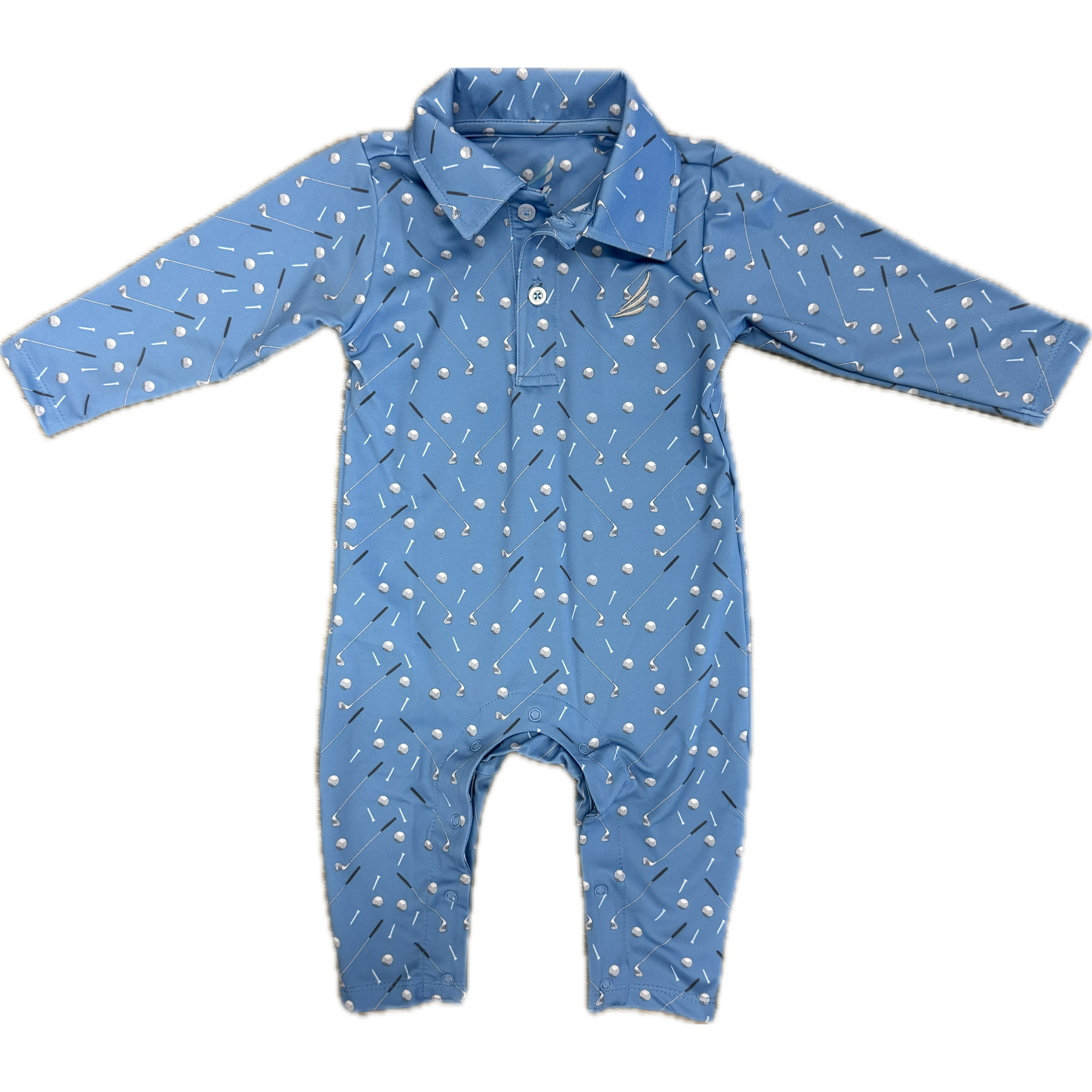 Coolybri Performance Polo Baby Romper- Long Sleeve Golf Print-Coolybri-Little Giant Kidz