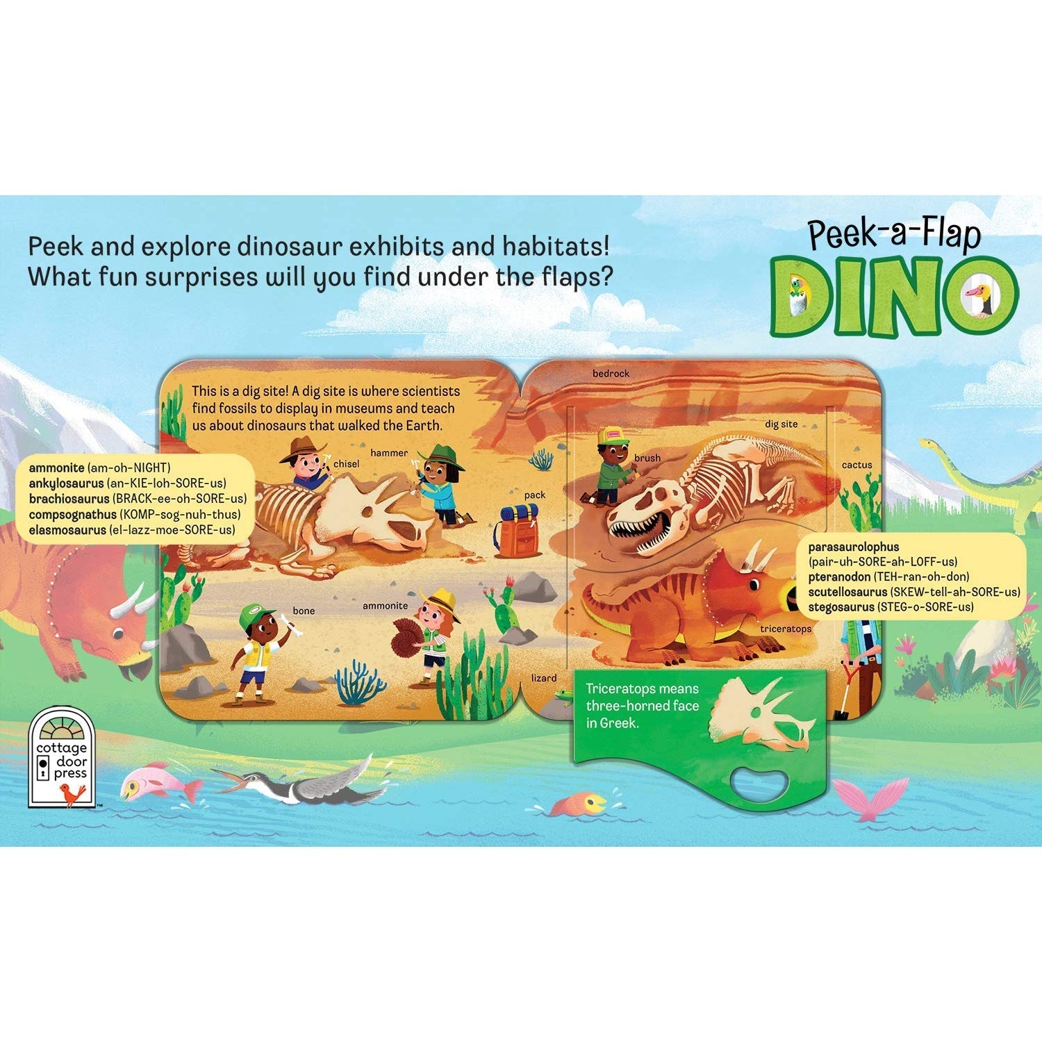 Cottage Door Press: Peek-a-Flap Dino Board Book-COTTAGE DOOR PRESS-Little Giant Kidz