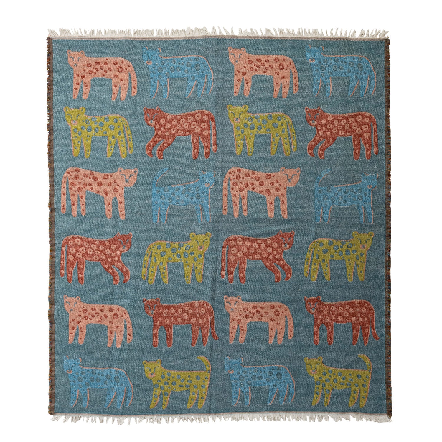 Creative Co-Op 60"L x 50"W Woven Fabric & Acrylic Jacquard Throw with Fringe-COOP-Little Giant Kidz