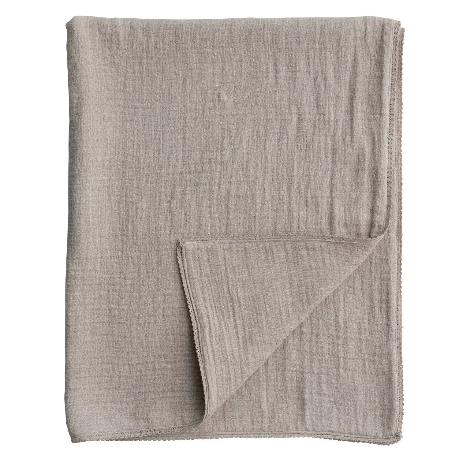 Creative Co-Op Cotton Double Cloth Baby Blanket w/ Trim in Bag - Taupe-COOP-Little Giant Kidz