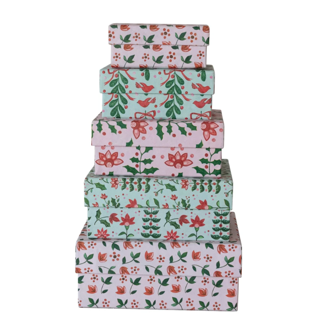 Creative Co-Op Handmade Printed Recycled Paper Gift Boxes with Botanical Patterns,-COOP-Little Giant Kidz
