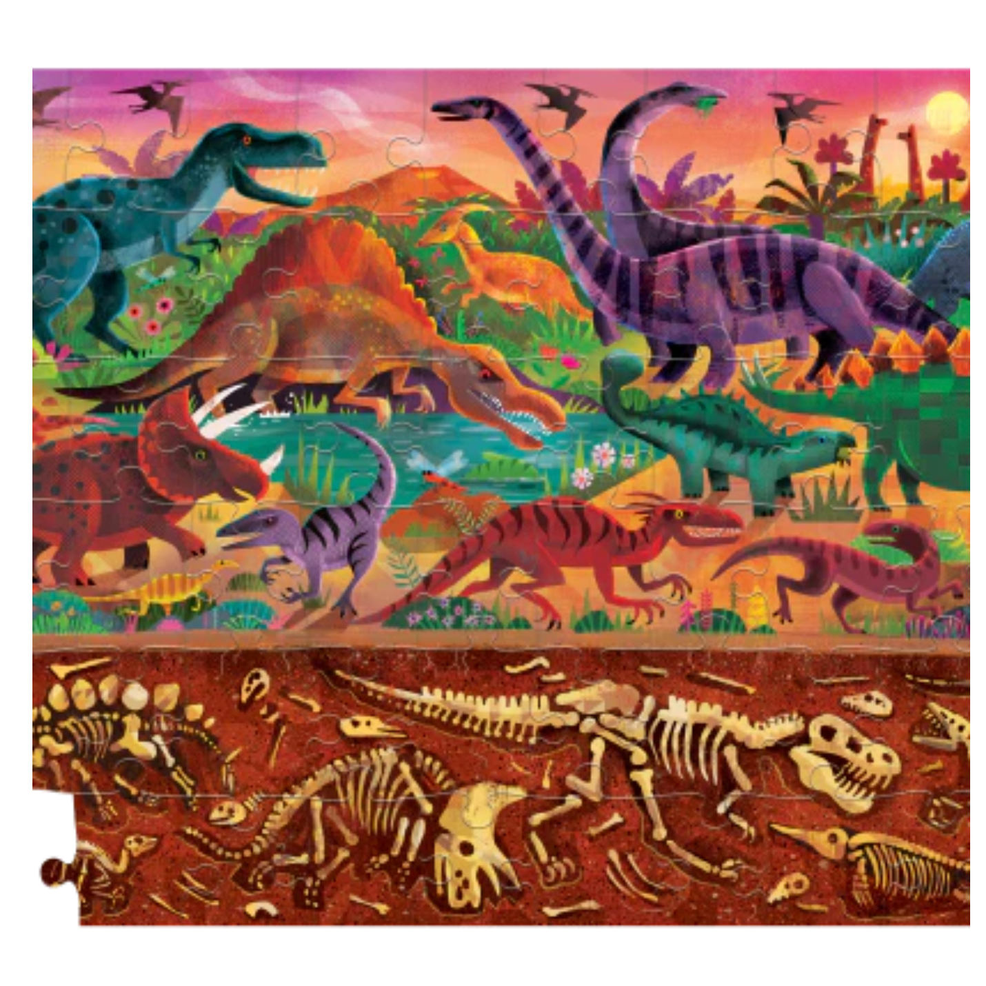 Crocodile Creek 60-pc Above & Below Puzzle/Dinosaur World-Crocodile Creek-Little Giant Kidz