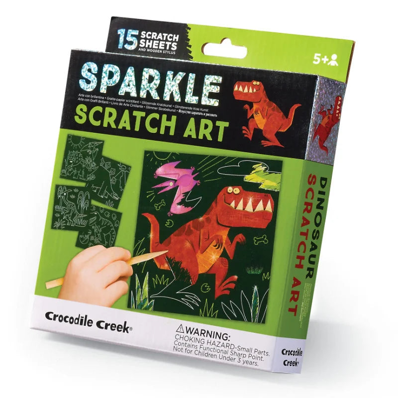 Crocodile Creek Sparkle Scratch Art - Dinosaur-Crocodile Creek-Little Giant Kidz