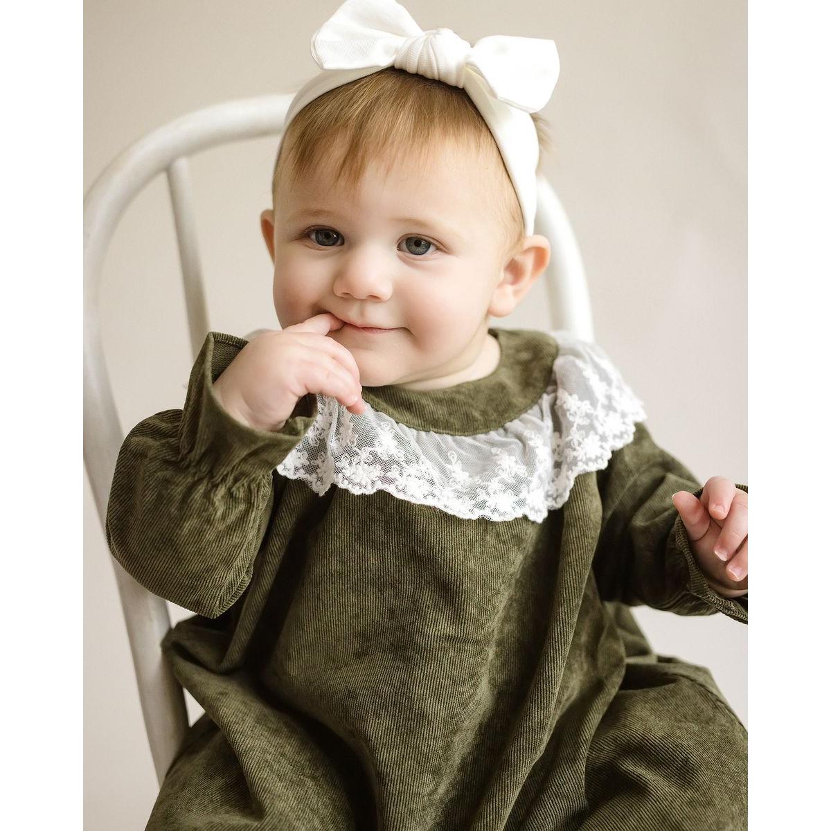 Cuclie Lace Collar Dress- Forest Green-Cuclie Baby-Little Giant Kidz
