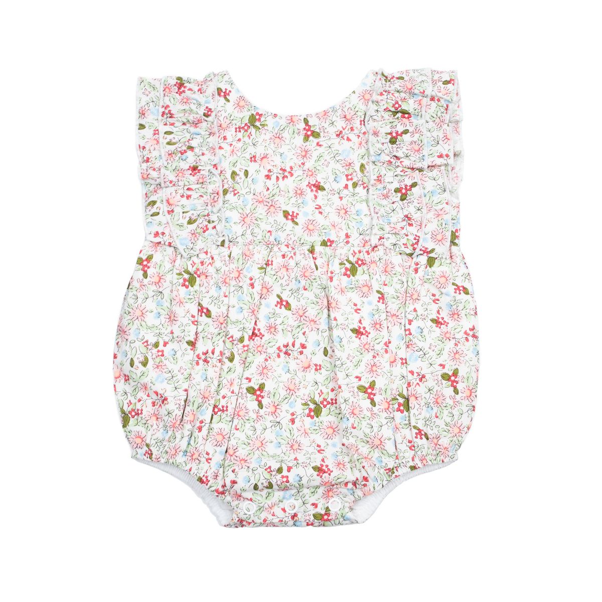 Cuclie Selena Ruffle Bubble Romper- Pink Floral-Cuclie Baby-Little Giant Kidz