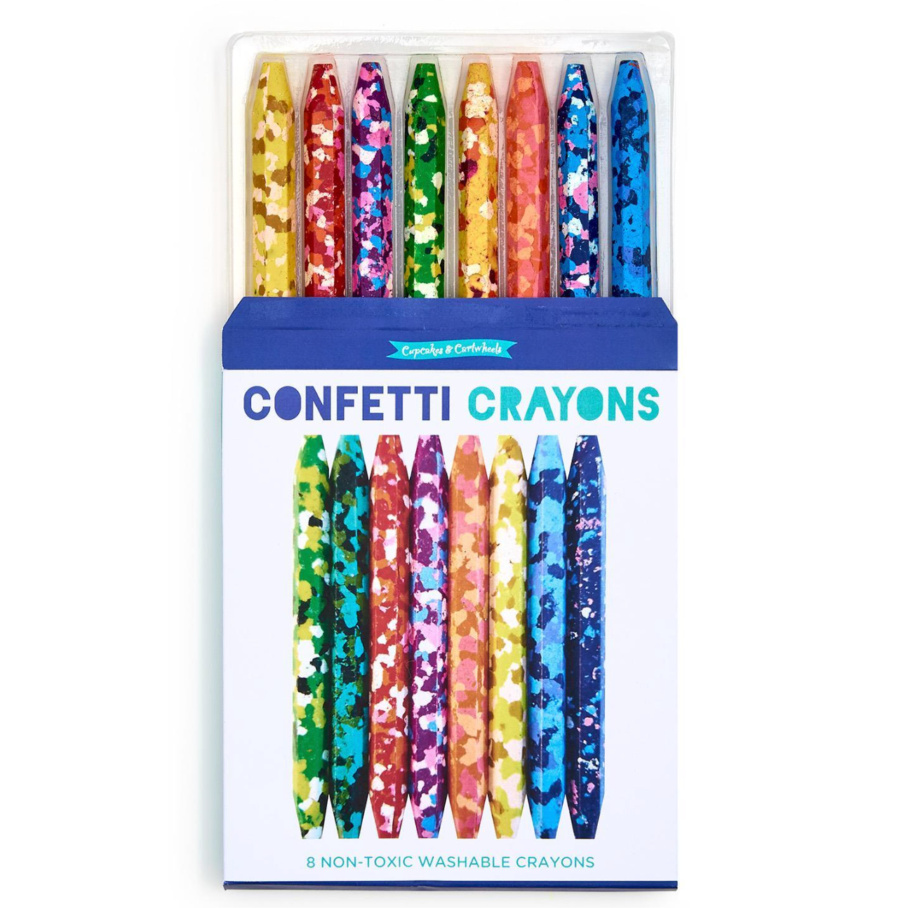 Cupcake & Cartwheels Happy Confetti Set of 8 Multicolor Crayons-CUPCAKES & CARTWHEELS-Little Giant Kidz