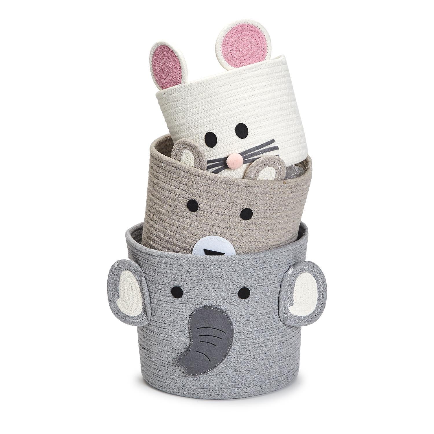 Cupcakes & Cartwheels Animal Hand-Crafted Rope Baskets-CUPCAKES & CARTWHEELS-Little Giant Kidz