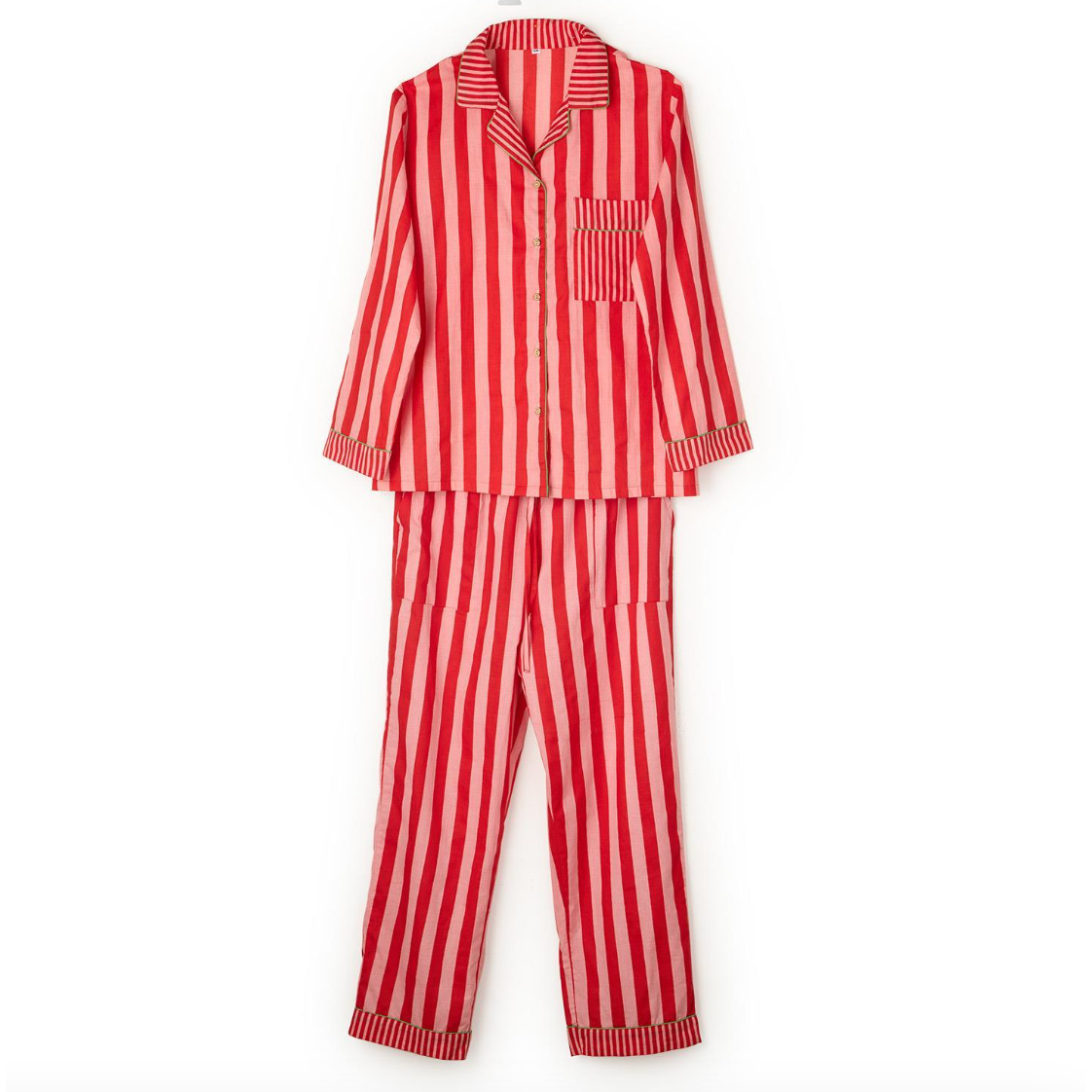 Cupcakes & Cartwheels Christmas Stripe- Adult Pajamas-CUPCAKES & CARTWHEELS-Little Giant Kidz