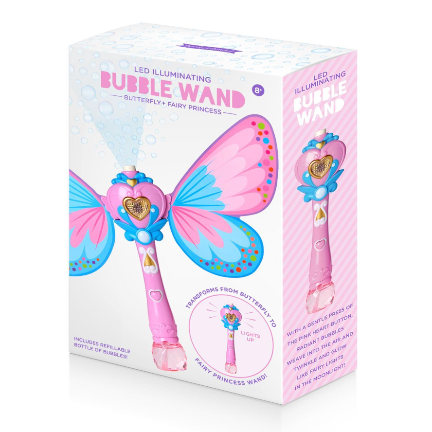 Cupcakes & Cartwheels Fairy Butterfly LED Illuminating Bubble Wand Blower with Refillable Bottle-CUPCAKES & CARTWHEELS-Little Giant Kidz