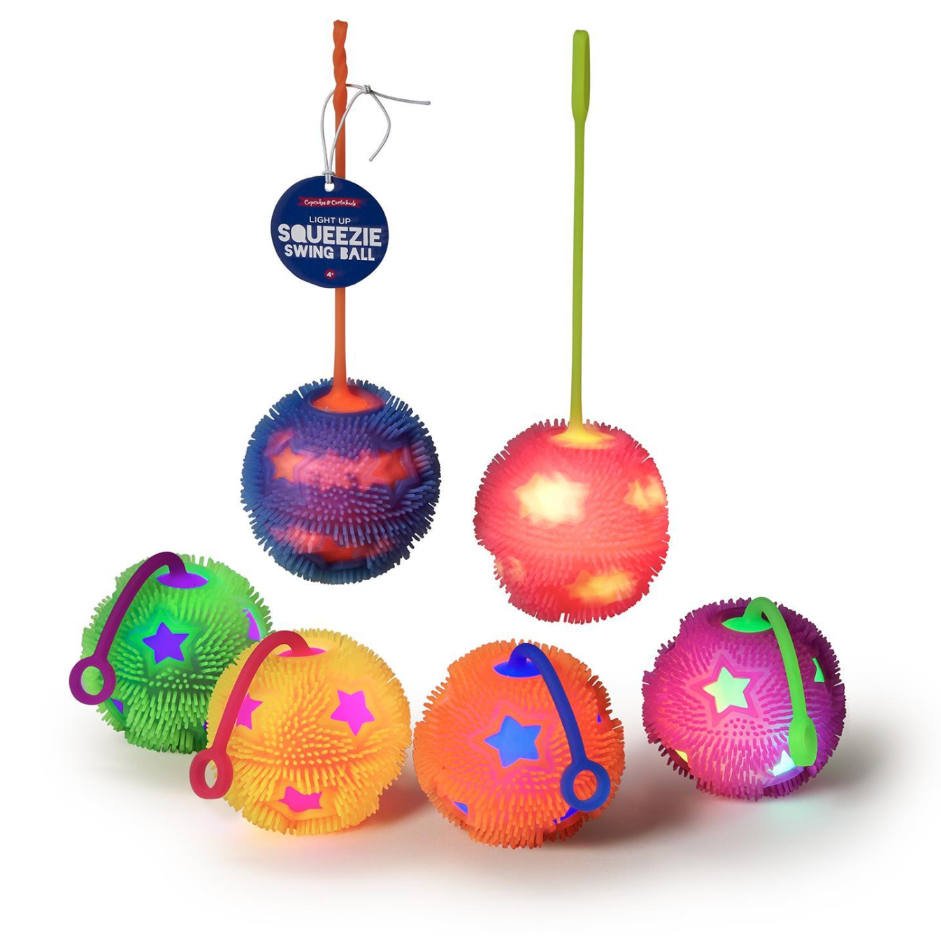 Cupcakes & Cartwheels Light Up Squeezie Bungee Ball - Assorted-CUPCAKES & CARTWHEELS-Little Giant Kidz