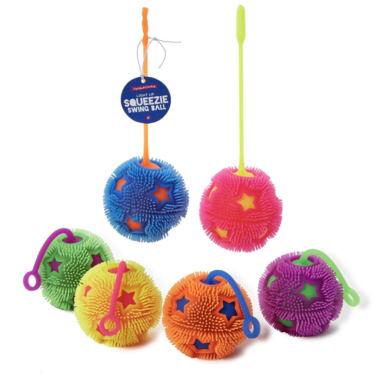 Cupcakes & Cartwheels Light Up Squeezie Bungee Ball - Assorted-CUPCAKES & CARTWHEELS-Little Giant Kidz