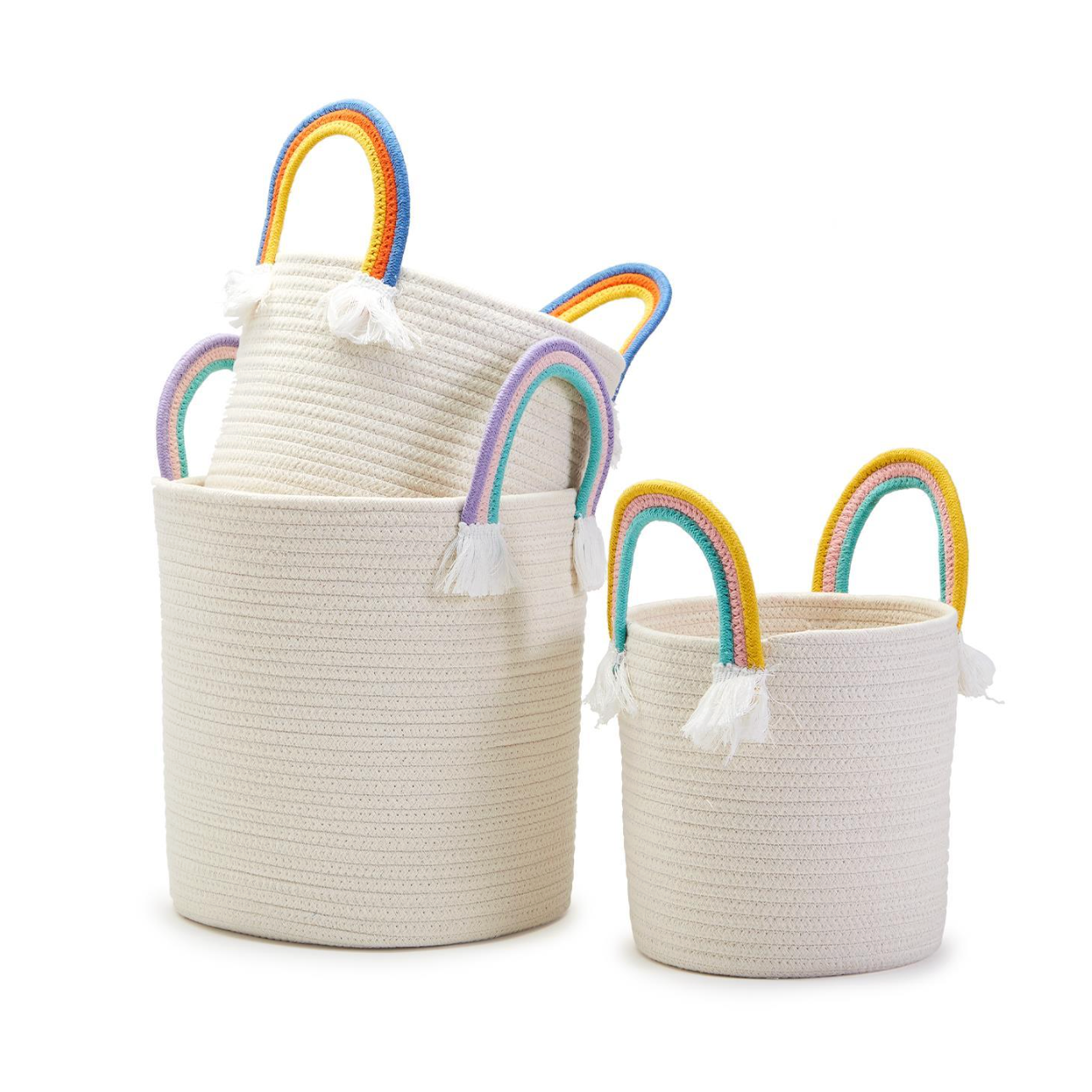 Cupcakes & Cartwheels Rainbow Handle Hand-Crafted Rope Baskets-CUPCAKES & CARTWHEELS-Little Giant Kidz