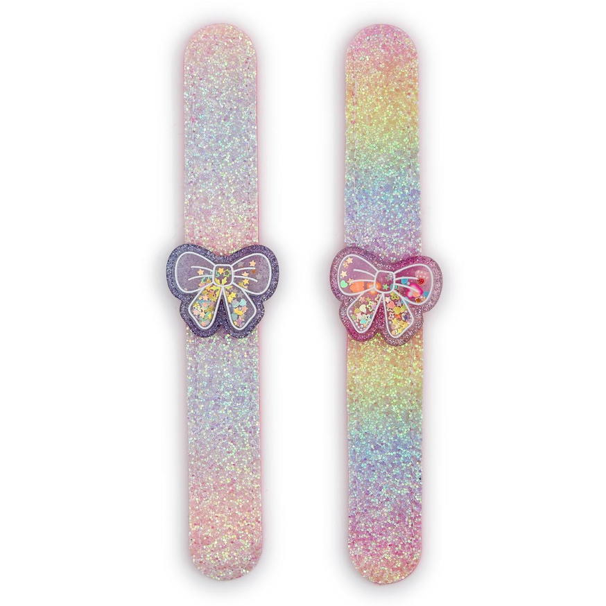 Cupcakes & Cartwheels Sparkling Bow Glitter Ombre Slap Bracelet-CUPCAKES & CARTWHEELS-Little Giant Kidz