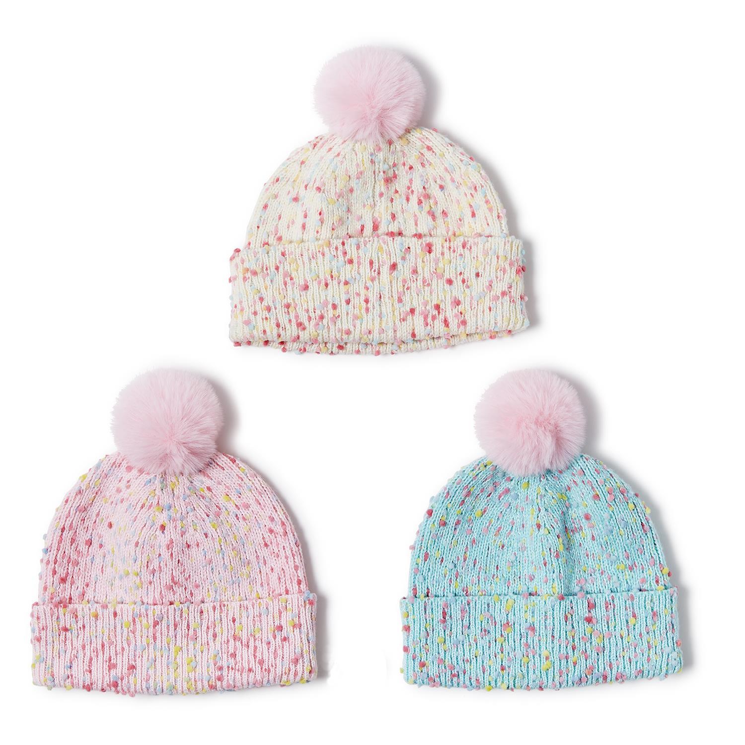 Cupcakes & Cartwheels Sprinkles Hat with Faux Fur Pom Pom-CUPCAKES & CARTWHEELS-Little Giant Kidz