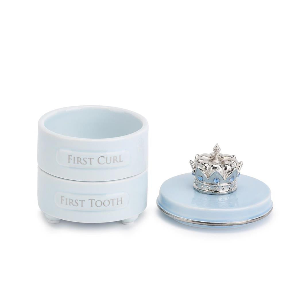 DEMDACO Blue Prince Crown First Tooth & Curl Keepsake Box-DEMDACO-Little Giant Kidz