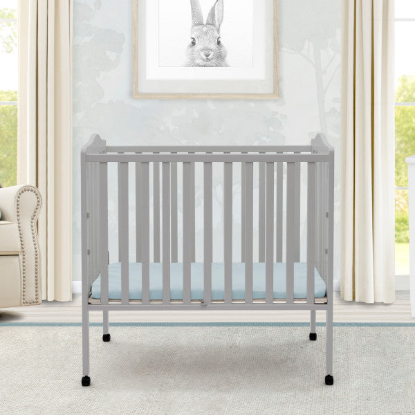 Delta Children Folding Portable Mini Baby Crib With 1.5-Inch Mattress - Grey-DELTA-Little Giant Kidz