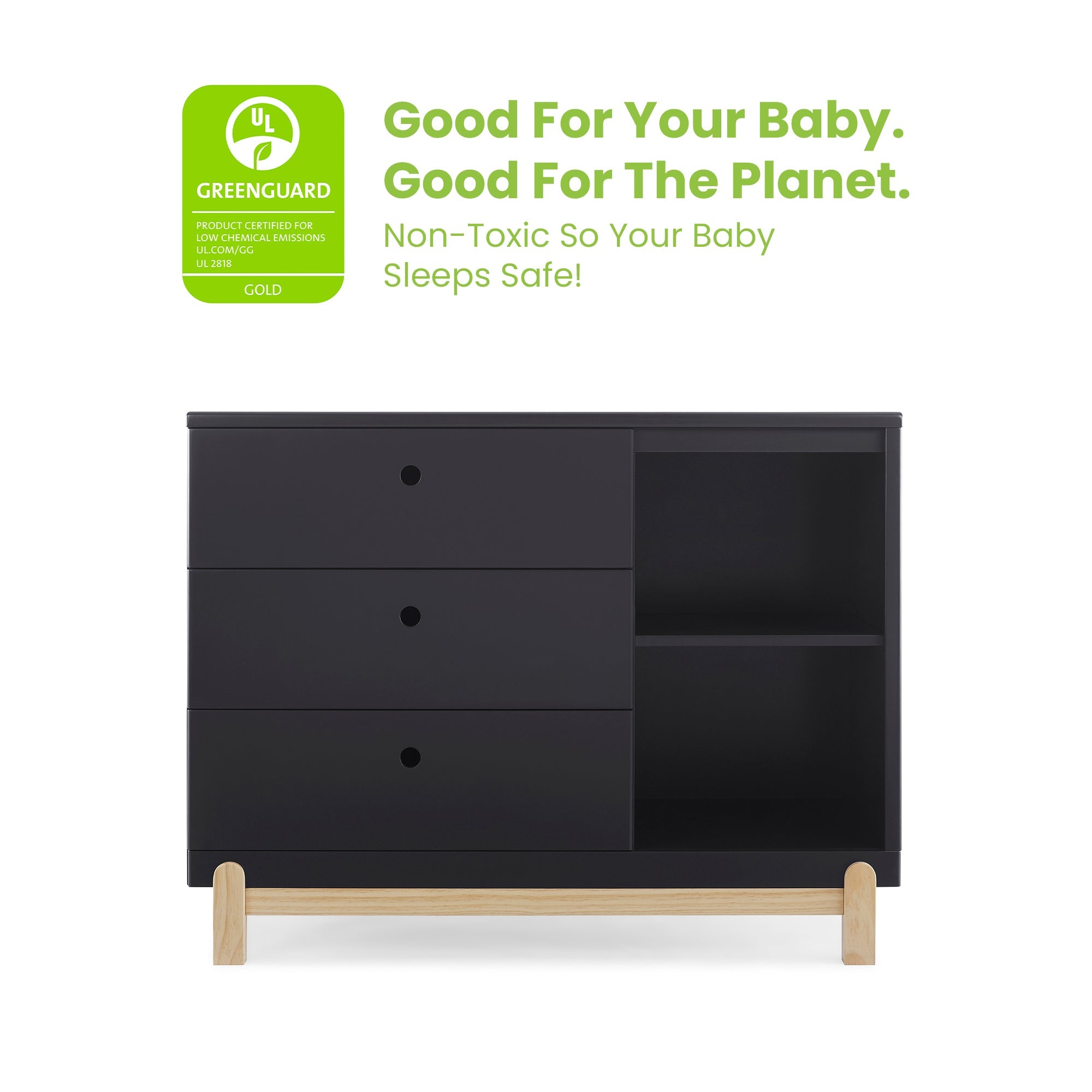 Delta Poppy 3 Drawer Dresser with Cubbies - Midnight & Natural-DELTA-Little Giant Kidz