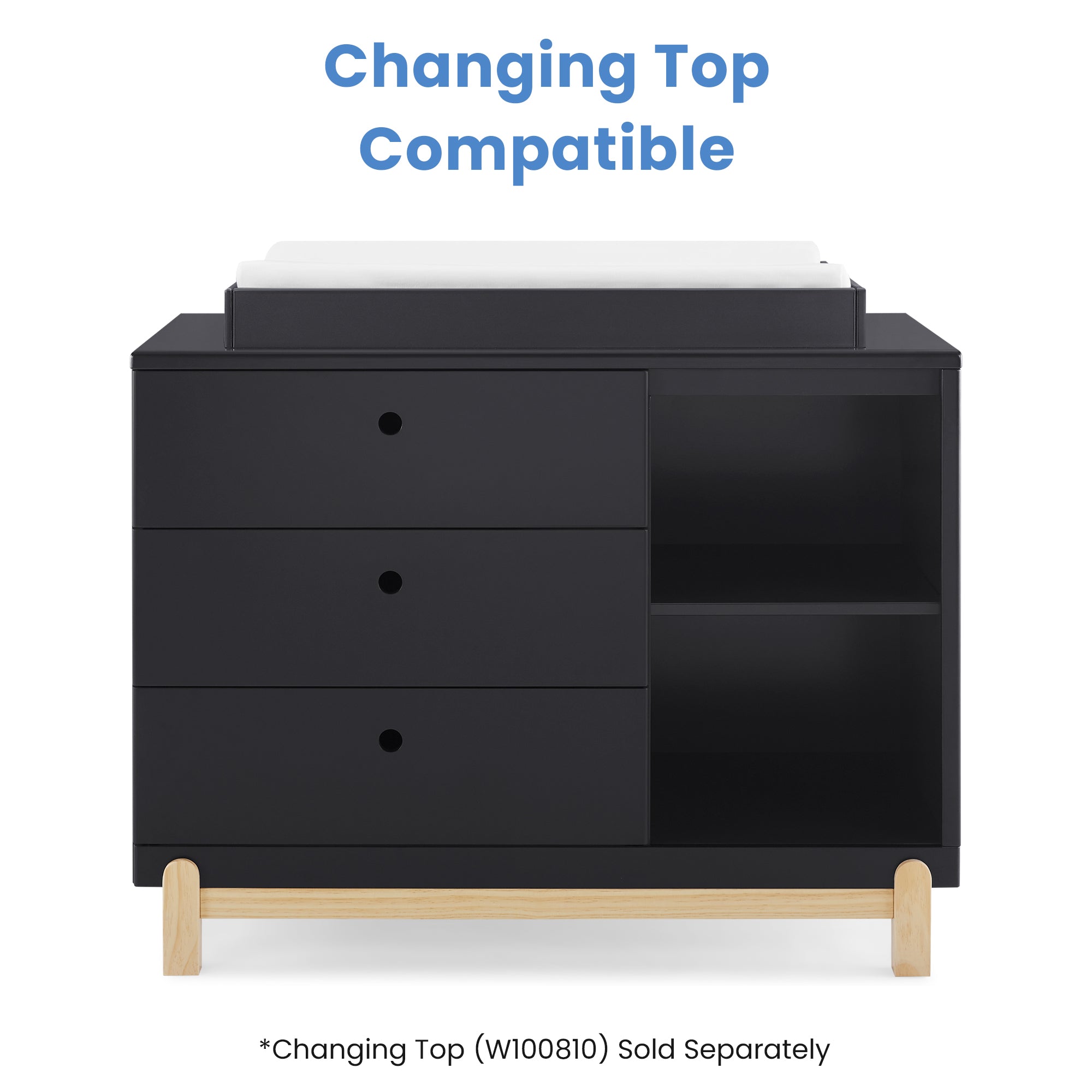 Delta Poppy 3 Drawer Dresser with Cubbies - Midnight & Natural-DELTA-Little Giant Kidz