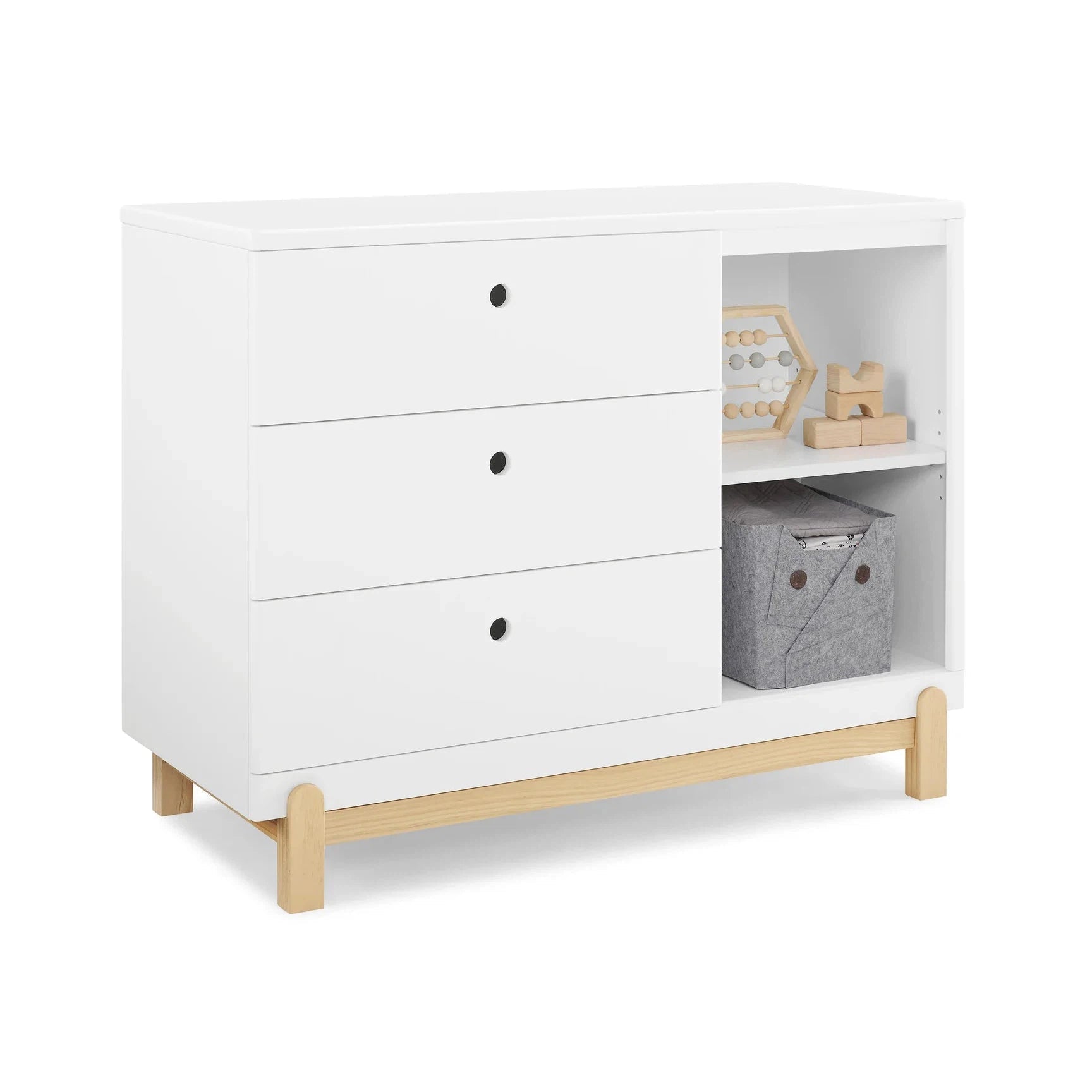Delta Poppy 3 Drawer Dresser with Cubbies - White & Natural-DELTA-Little Giant Kidz