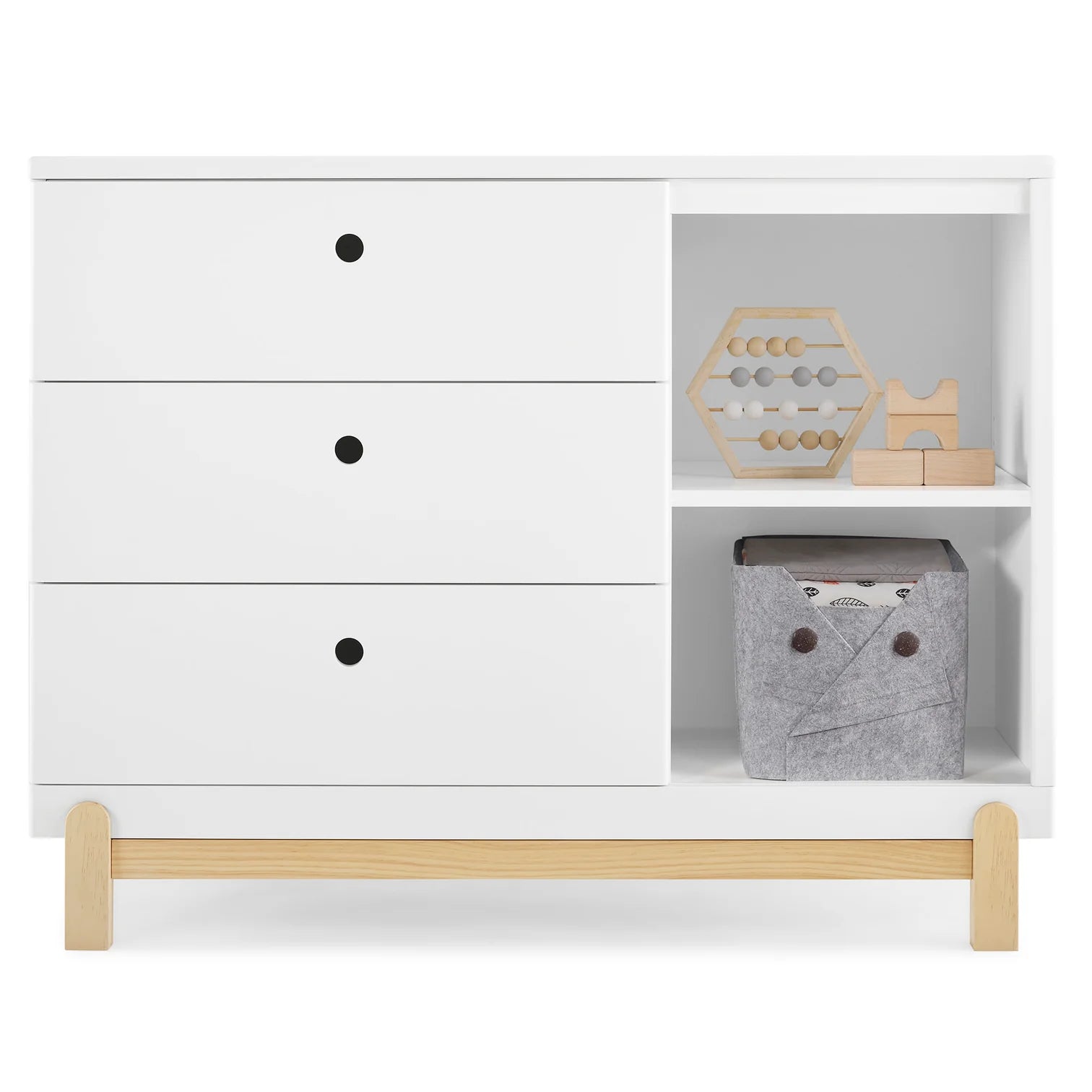 Delta Poppy 3 Drawer Dresser with Cubbies - White & Natural-DELTA-Little Giant Kidz