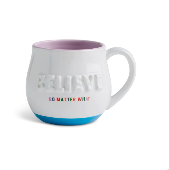 Demdaco Believe Sculpted White Mug 14oz. by Emeline-DEMDACO-Little Giant Kidz