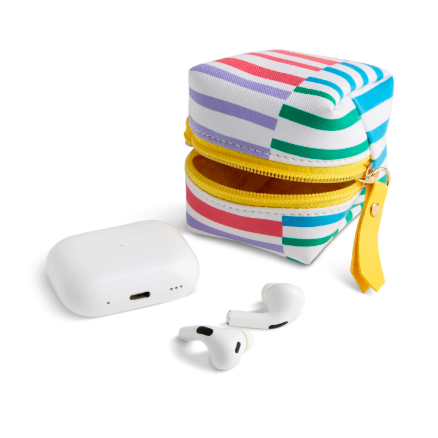 Demdaco Boldly Striped Multi Color Earbud Case 3" x 3" by-DEMDACO-Little Giant Kidz