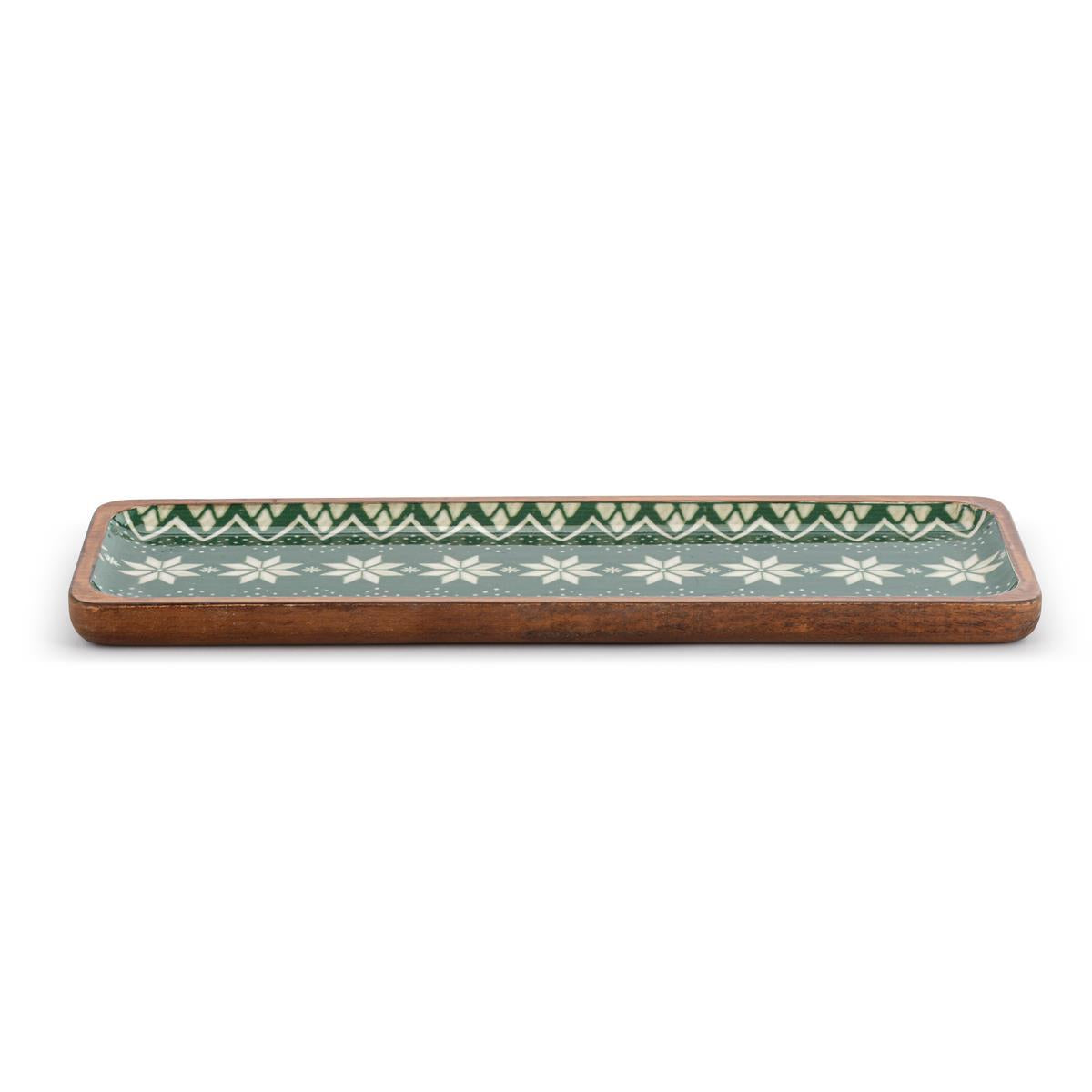 Demdaco Green Scandi Knit Wood Enamel Tray- 15x5in-DEMDACO-Little Giant Kidz