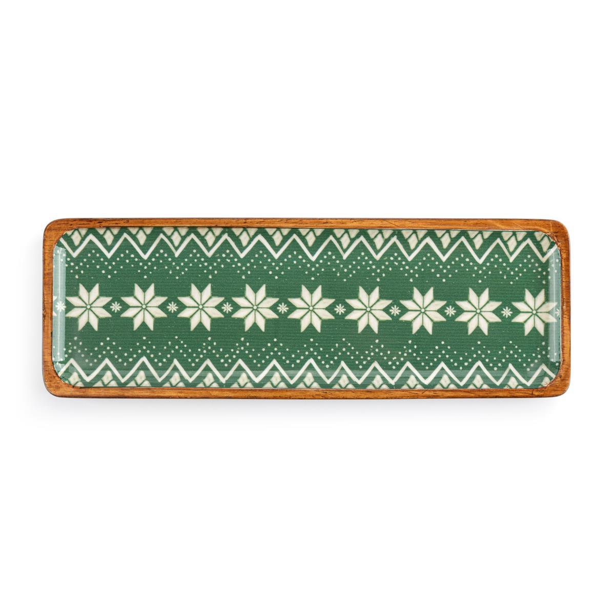 Demdaco Green Scandi Knit Wood Enamel Tray- 15x5in-DEMDACO-Little Giant Kidz