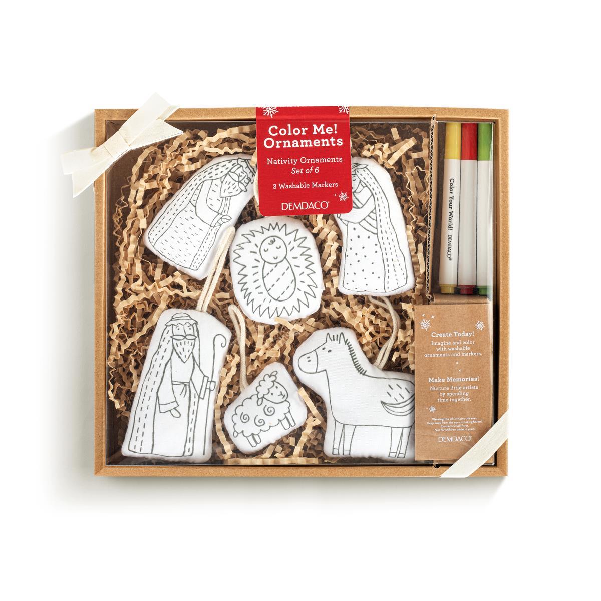 Demdaco Nativity Plush Color Me Ornaments Set of 6- 2.5x3in-DEMDACO-Little Giant Kidz