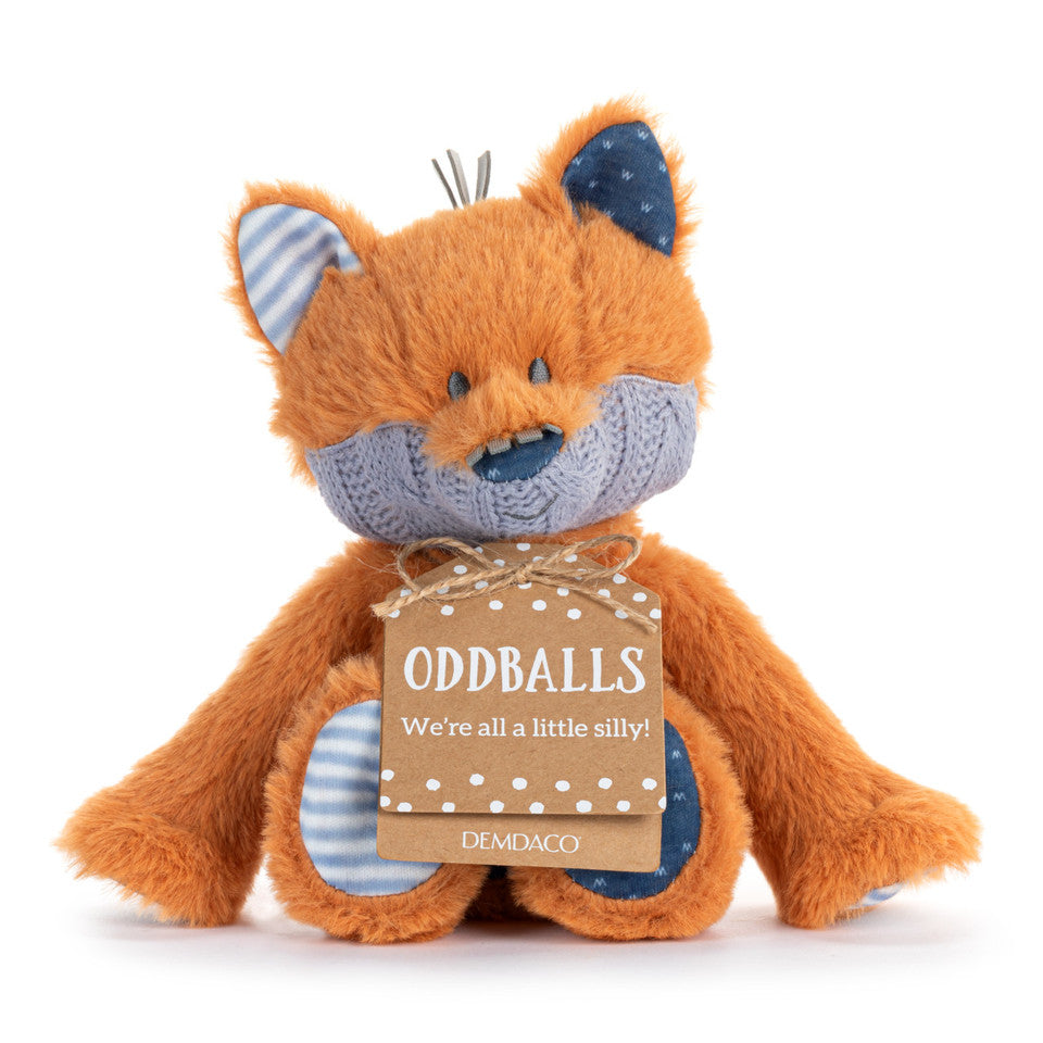 DEMDACO Oddball Orange & Blue 13 Inch Stuffed Plush Fox - Soft, Huggable Animal Toy For Kids