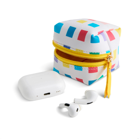 Demdaco Playful Check Multi Color Earbud Case 3" x 3"-DEMDACO-Little Giant Kidz