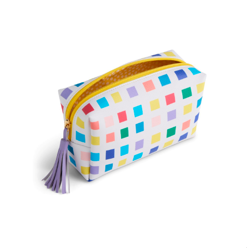 Demdaco Playful Check Multi Color Quilted Zip Pouch 7" x 2-DEMDACO-Little Giant Kidz