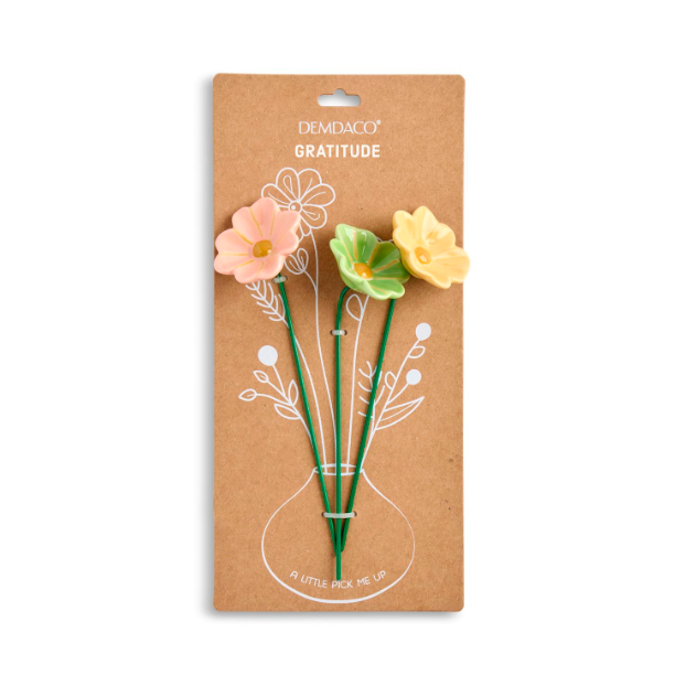 Demdaco Set of 3 Ceramic Giftable Flowers - Gratitude-DEMDACO-Little Giant Kidz
