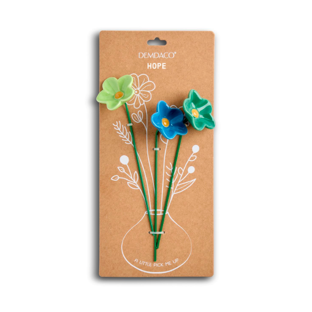 Demdaco Set of 3 Ceramic Giftable Flowers - Hope-DEMDACO-Little Giant Kidz