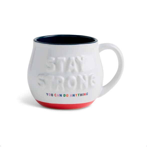 Demdaco Stay Strong Sculpted White Mug 14oz. by Emeline-DEMDACO-Little Giant Kidz