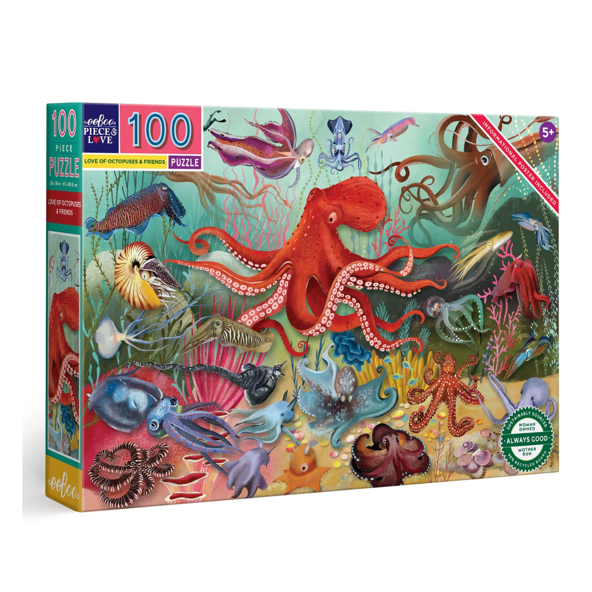 EEBOO Love of Octopuses & Friends 100pc Puzzle-EEBOO-Little Giant Kidz