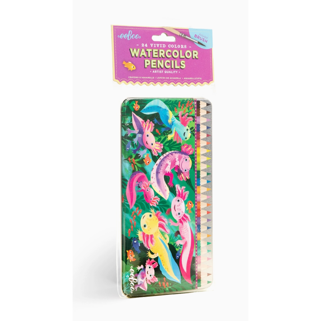 EEBOO NEW: Axolotl 24 Mini Watercolor Pencils Tin-EEBOO-Little Giant Kidz