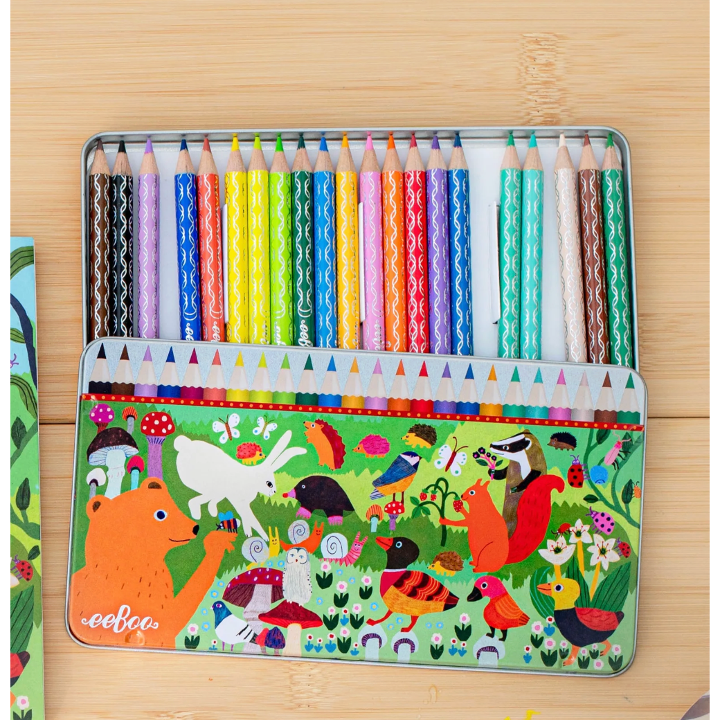 EEBOO NEW: Woodland 24 Mini Watercolor Pencils Tin-EEBOO-Little Giant Kidz