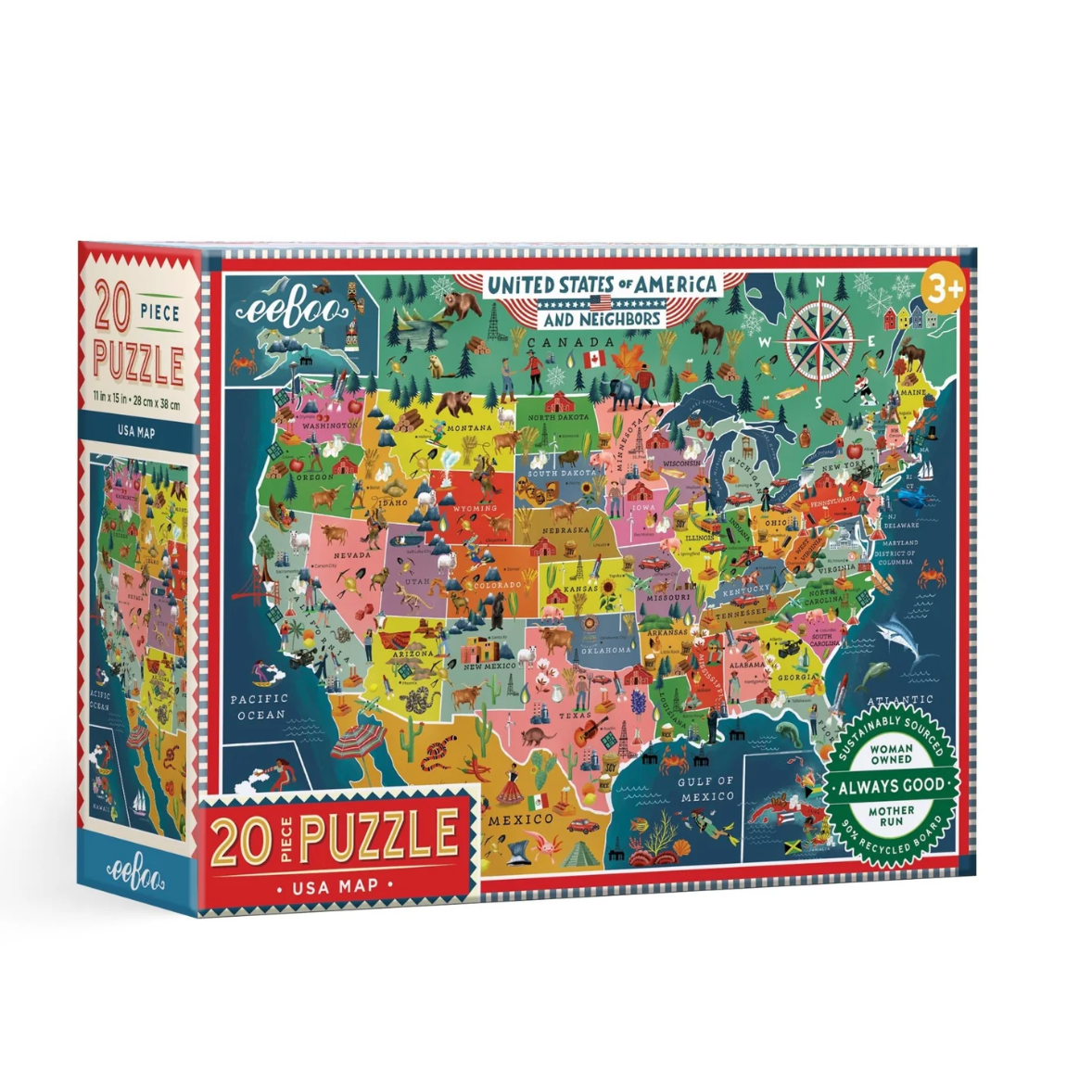 EEBOO USA Map 20pc Puzzle-EEBOO-Little Giant Kidz