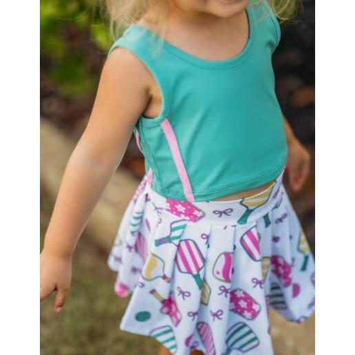 EMMA JEAN KIDS Saylor Athletic Tank- Green & Pink-EMMA JEAN KIDS-Little Giant Kidz