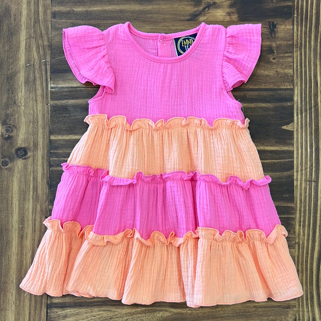 Emma Jean Kids Pink & Orange Layered Dress-EMMA JEAN KIDS-Little Giant Kidz