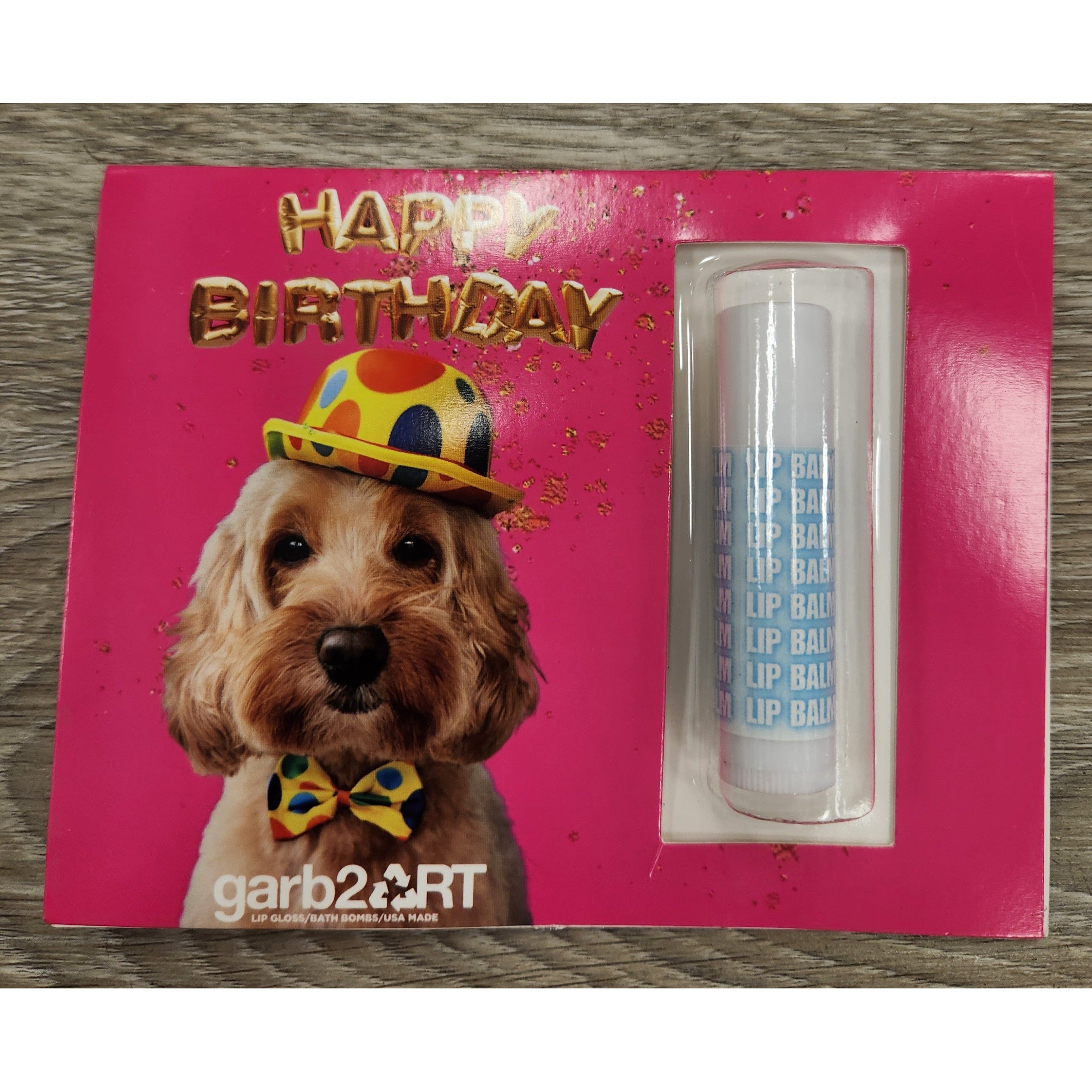 Garb2Art Happy Birthday Lip Balm Card - Dog Pink-Garb2Art-Little Giant Kidz