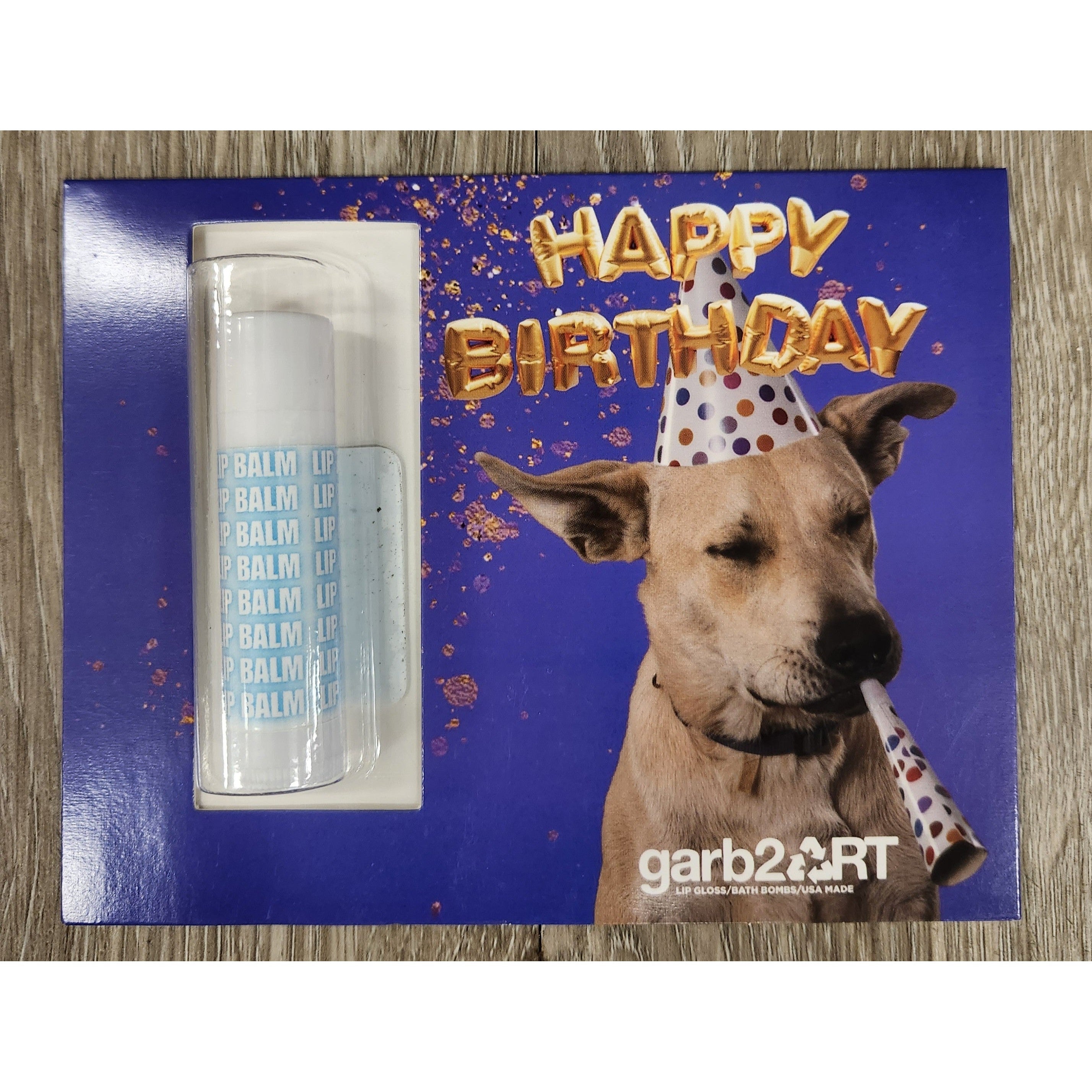 Garb2Art Happy Birthday Lip Balm Card - Dog Purple-Garb2Art-Little Giant Kidz