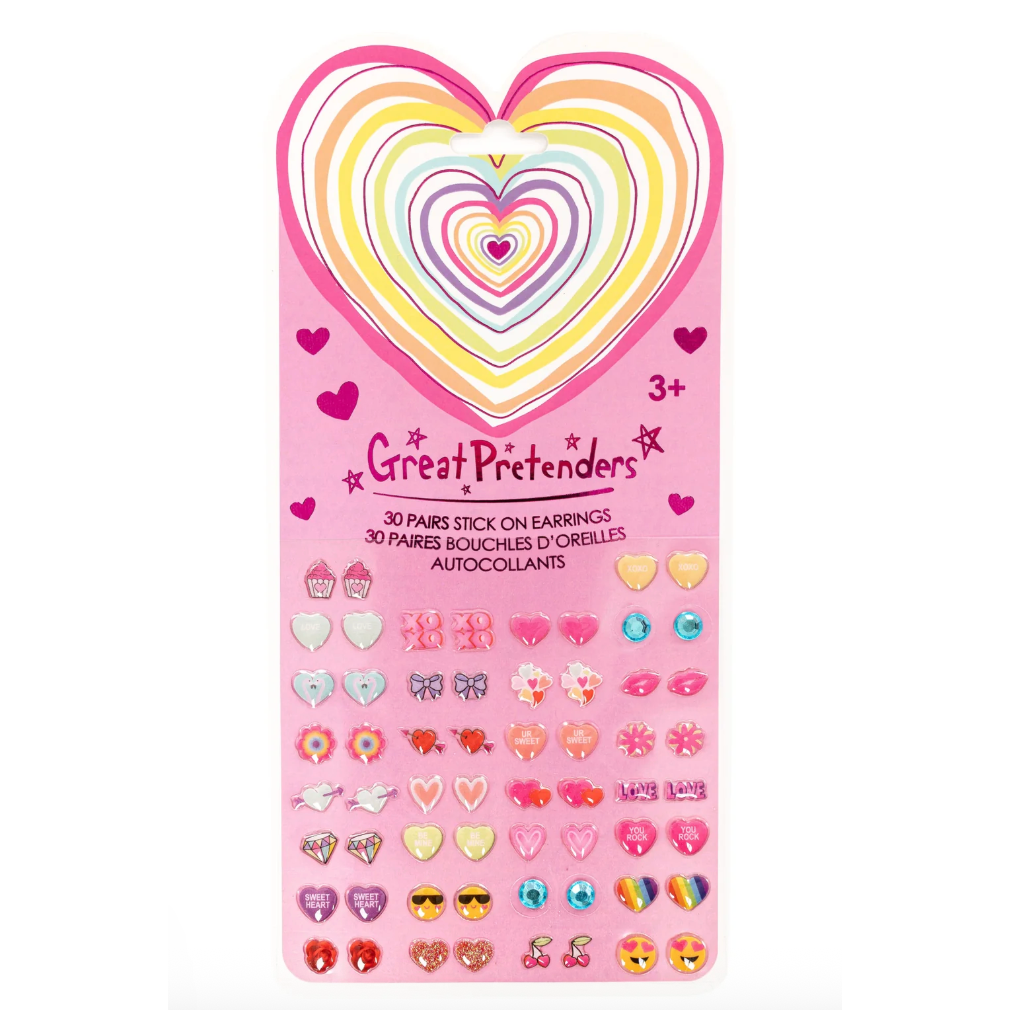 Great Pretender Heart Sticker Earrings, 30 pairs-Great Pretender-Little Giant Kidz